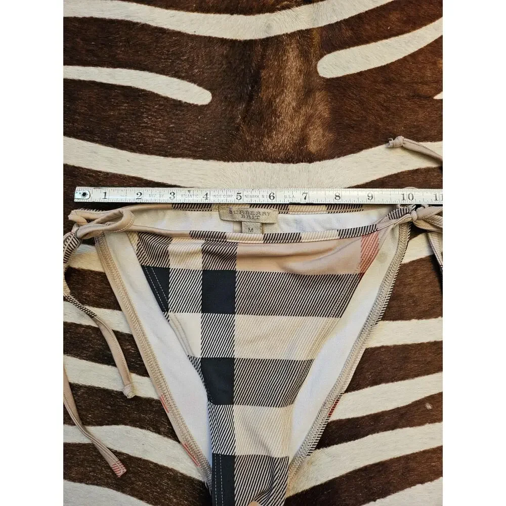 Vintage Y2K Burberry Brit Sz M Bikini Swimsuit Bottom Check Plaid Tie Side - Picture 5 of 7